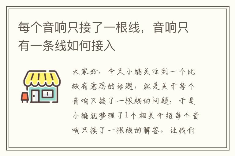 每个音响只接了一根线，音响只有一条线如何接入