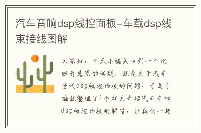 汽车音响dsp线控面板-车载dsp线束接线图解