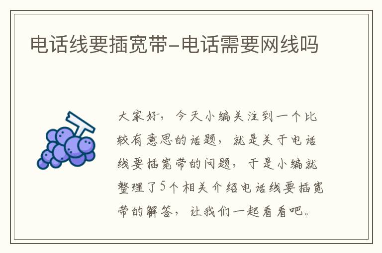 电话线要插宽带-电话需要网线吗