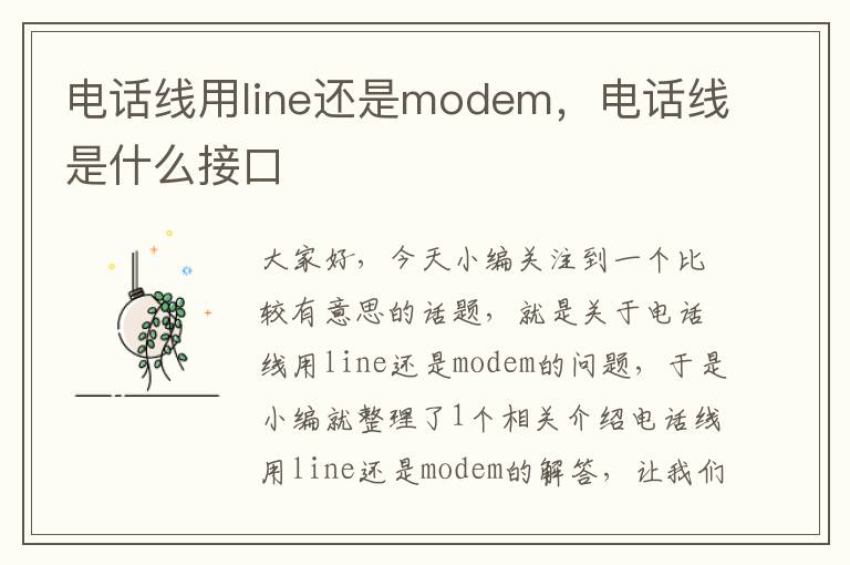 电话线用line还是modem，电话线是什么接口