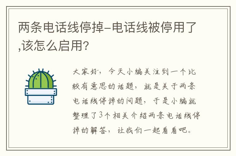 两条电话线停掉-电话线被停用了,该怎么启用?