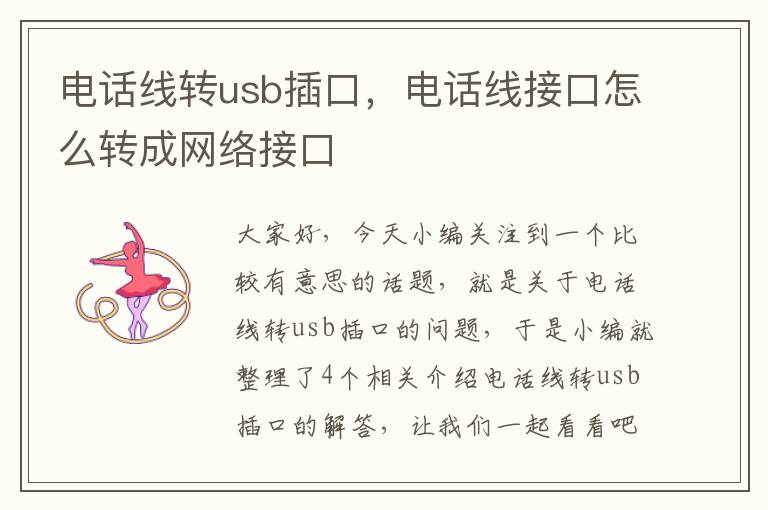 电话线转usb插口，电话线接口怎么转成网络接口