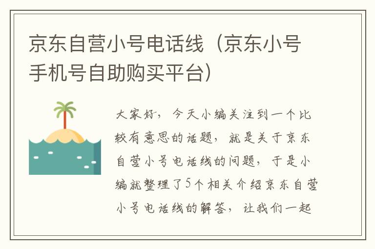 京东自营小号电话线（京东小号手机号自助购买平台）