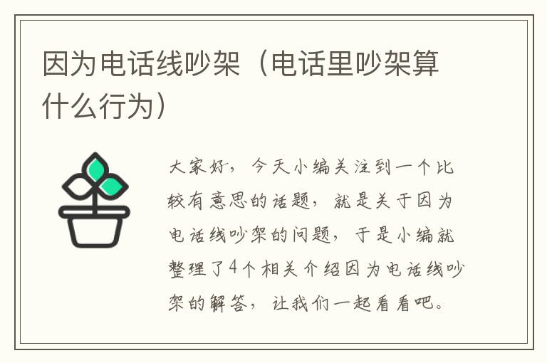 因为电话线吵架（电话里吵架算什么行为）