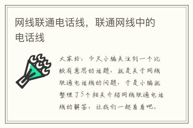 网线联通电话线，联通网线中的电话线