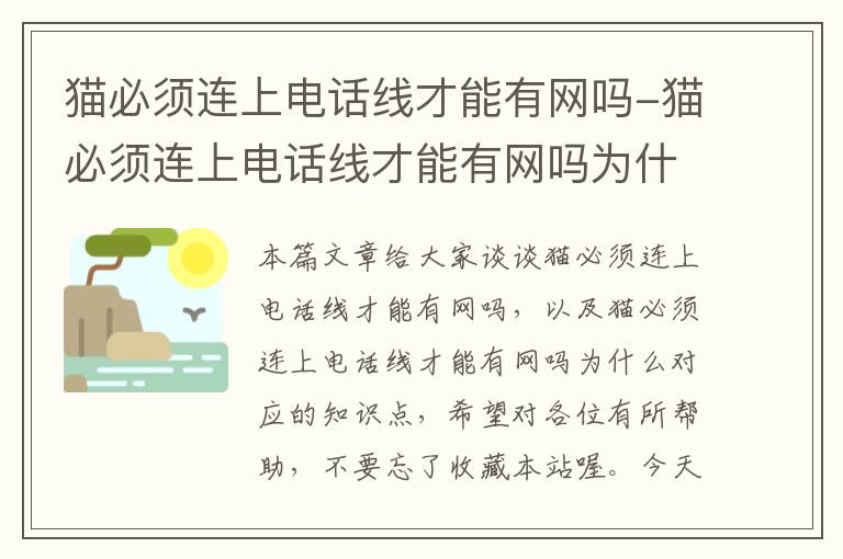 猫必须连上电话线才能有网吗-猫必须连上电话线才能有网吗为什么