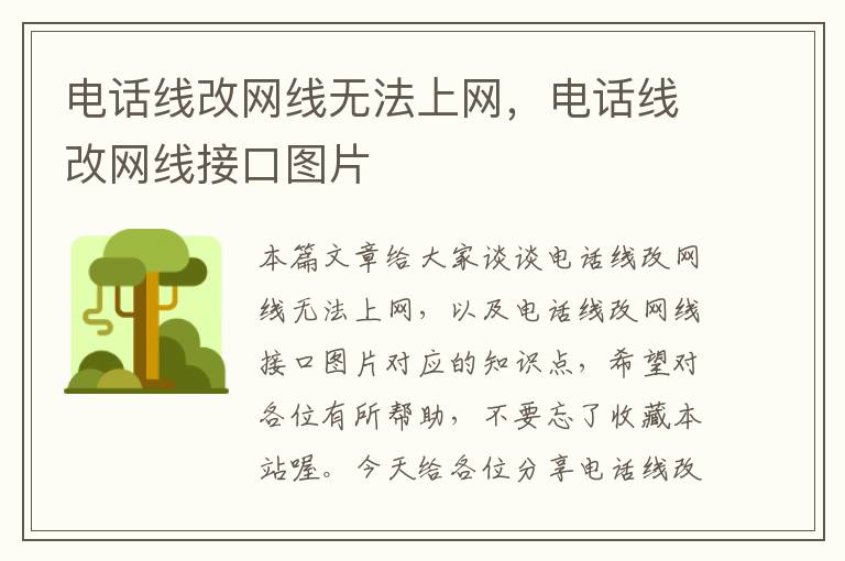 电话线改网线无法上网，电话线改网线接口图片