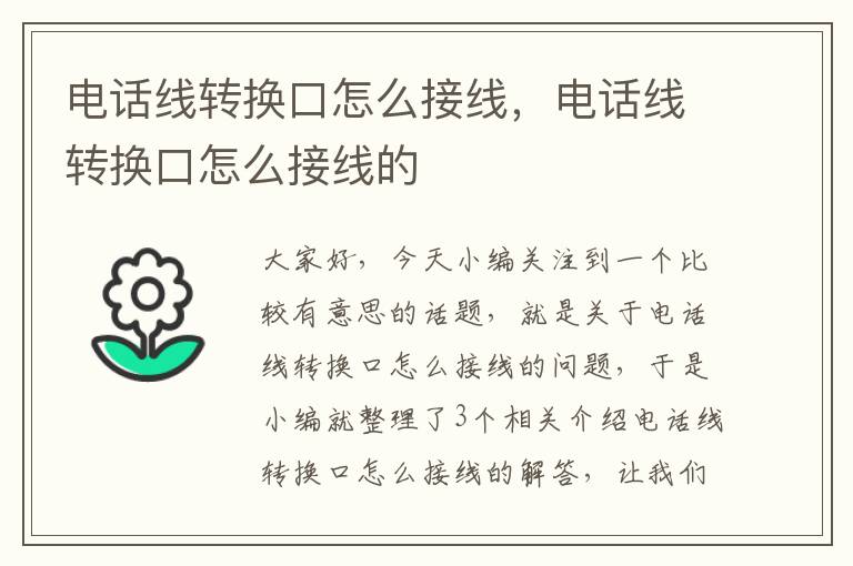 电话线转换口怎么接线，电话线转换口怎么接线的