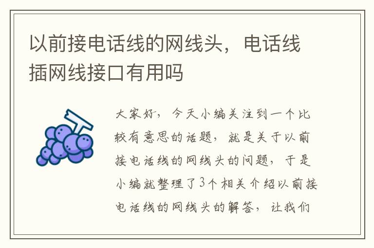 以前接电话线的网线头，电话线插网线接口有用吗