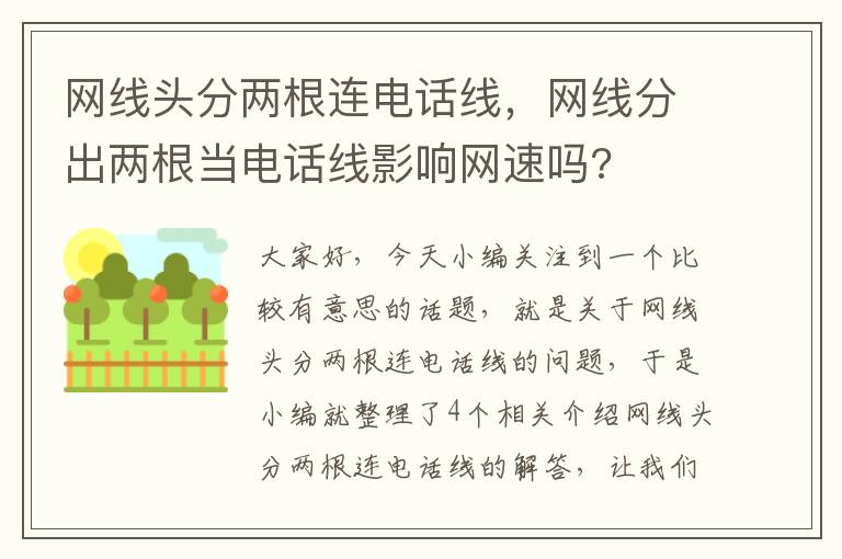 网线头分两根连电话线，网线分出两根当电话线影响网速吗?