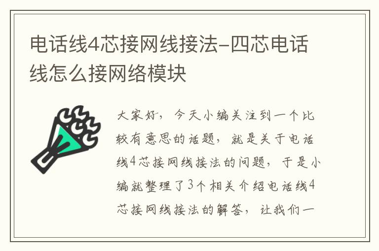 电话线4芯接网线接法-四芯电话线怎么接网络模块