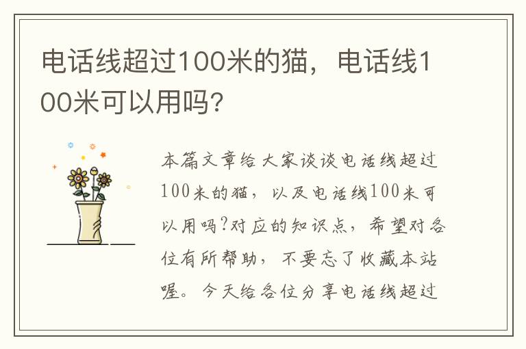 电话线超过100米的猫，电话线100米可以用吗?