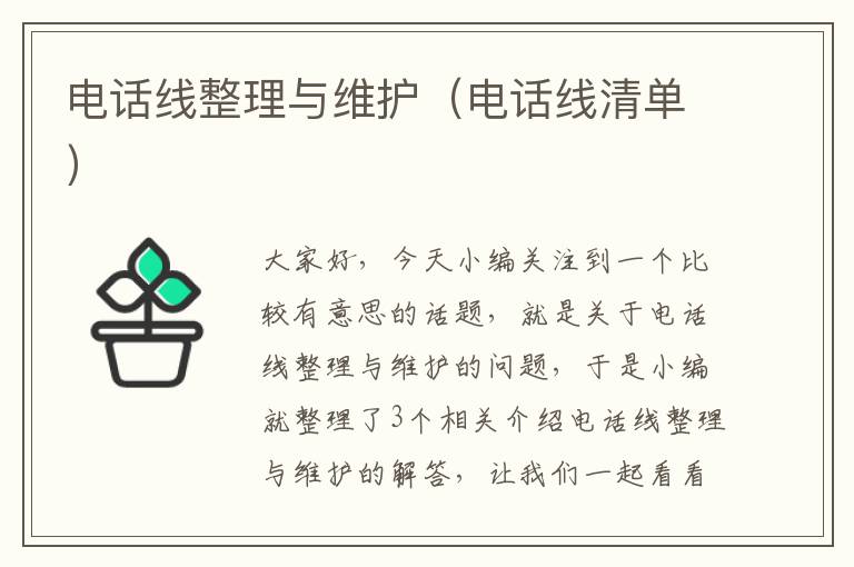 电话线整理与维护（电话线清单）