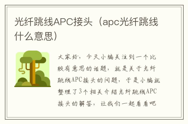 光纤跳线APC接头（apc光纤跳线什么意思）