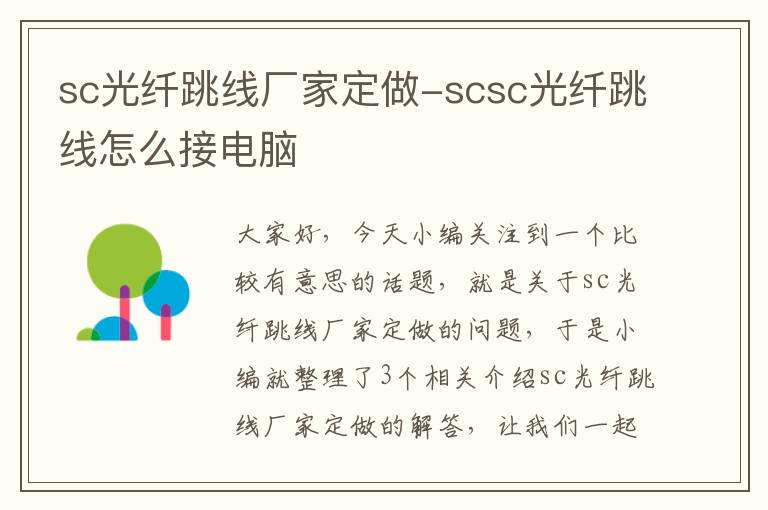 sc光纤跳线厂家定做-scsc光纤跳线怎么接电脑