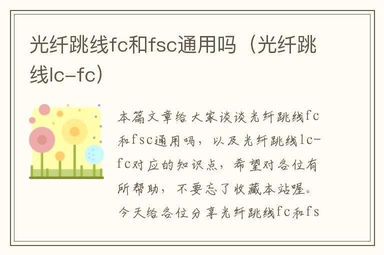 光纤跳线fc和fsc通用吗（光纤跳线lc-fc）