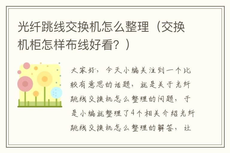 光纤跳线交换机怎么整理（交换机柜怎样布线好看？）