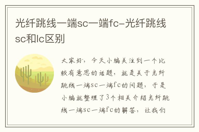 光纤跳线一端sc一端fc-光纤跳线sc和lc区别