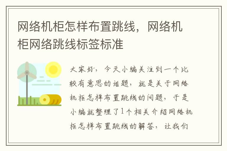 网络机柜怎样布置跳线，网络机柜网络跳线标签标准