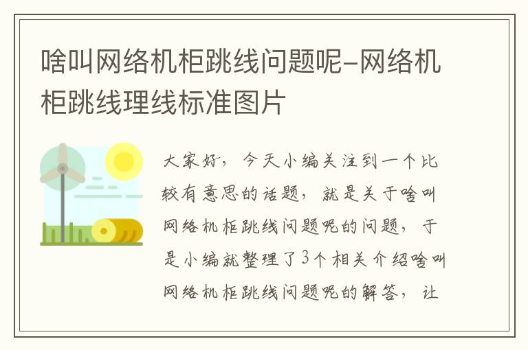 啥叫网络机柜跳线问题呢-网络机柜跳线理线标准图片