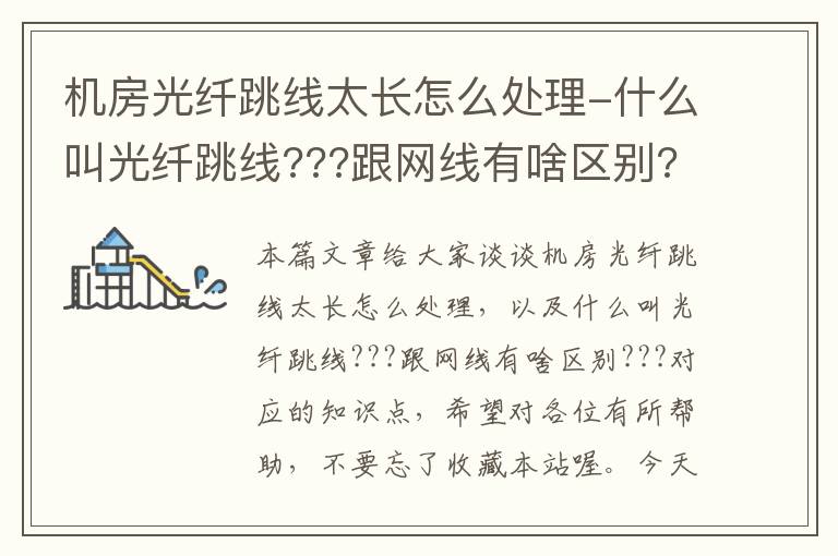 机房光纤跳线太长怎么处理-什么叫光纤跳线???跟网线有啥区别???