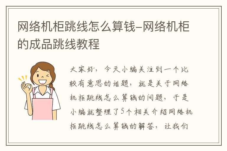 网络机柜跳线怎么算钱-网络机柜的成品跳线教程