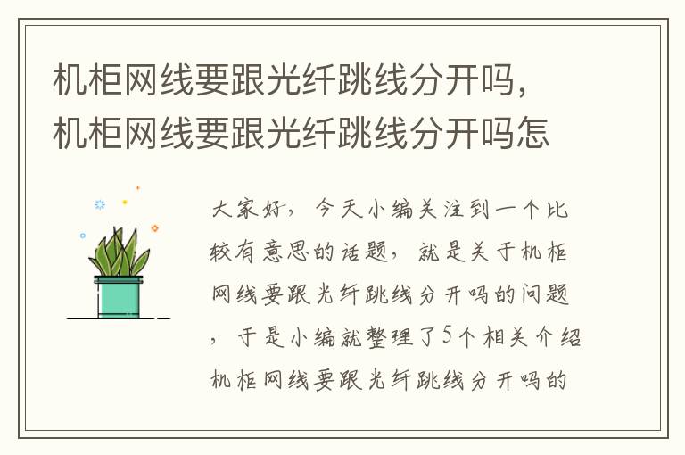 机柜网线要跟光纤跳线分开吗，机柜网线要跟光纤跳线分开吗怎么接